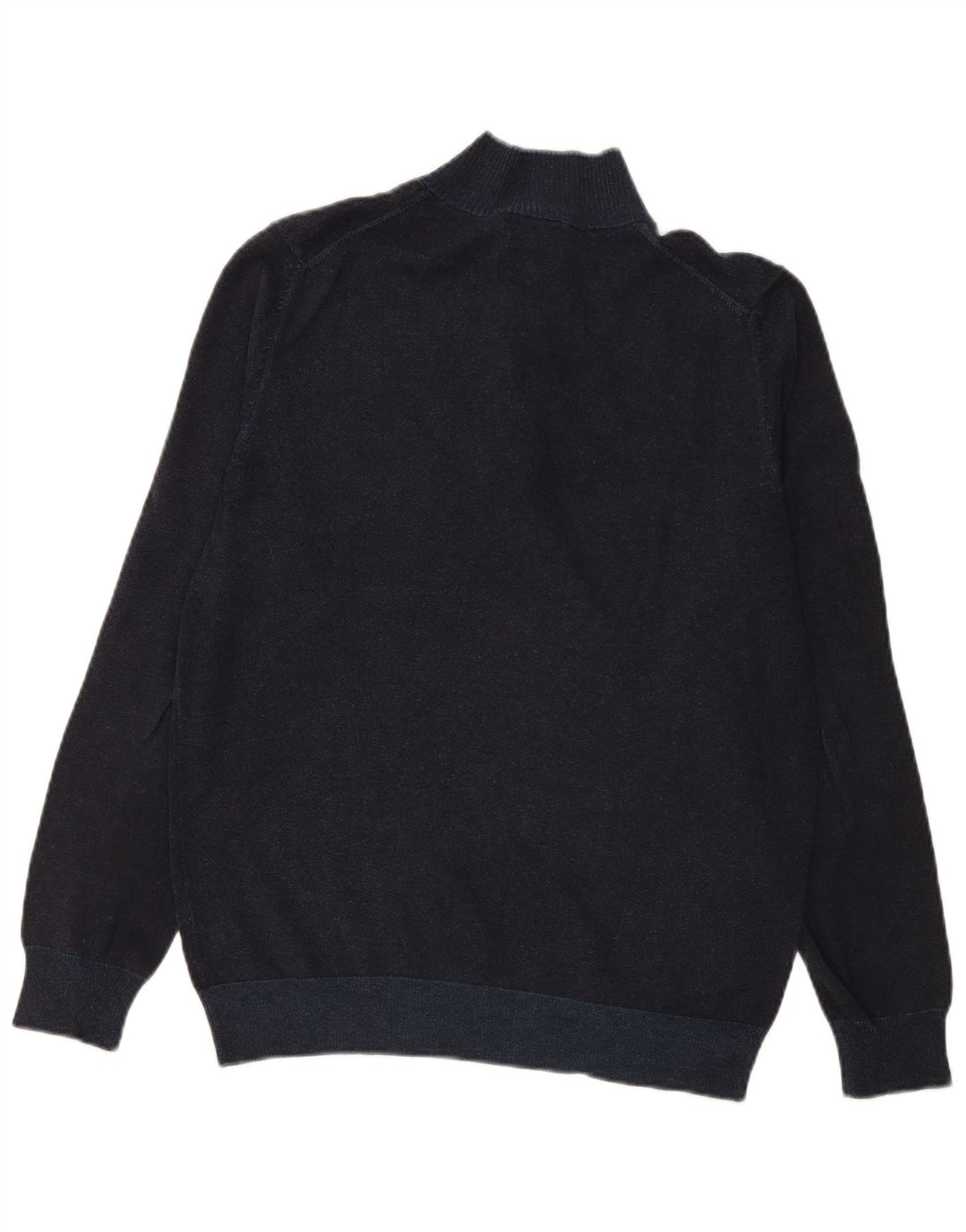 Massimo Dutti Pull à col boutonné pour homme en coton bleu marine Taille L