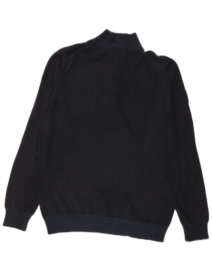 Massimo Dutti Pull à col boutonné pour homme en coton bleu marine Taille L