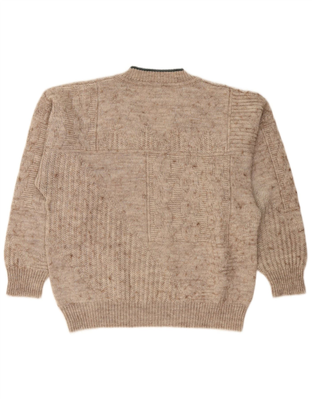 vintage Homme Col V Pull Pull Beige Moyen