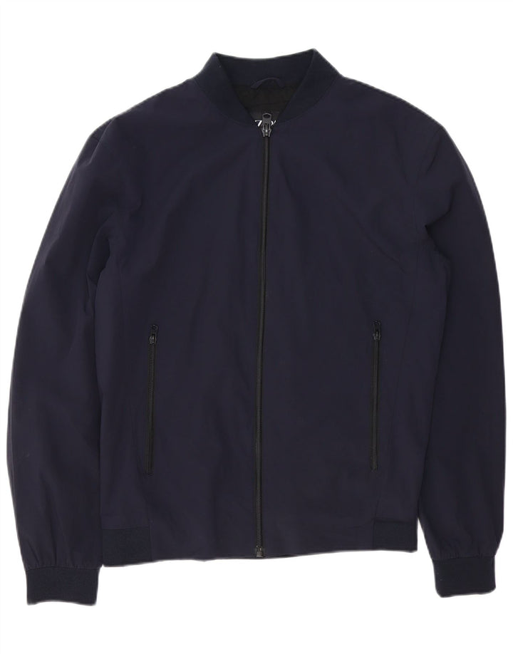 Zara Veste Bomber Homme UK 38 Medium Bleu Marine Nylon