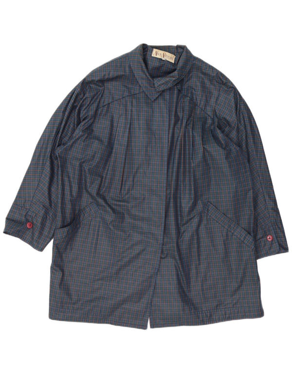 Alex Altoviti Manteau imperméable surdimensionné pour femme IT 46 Grand carreaux bleu marine