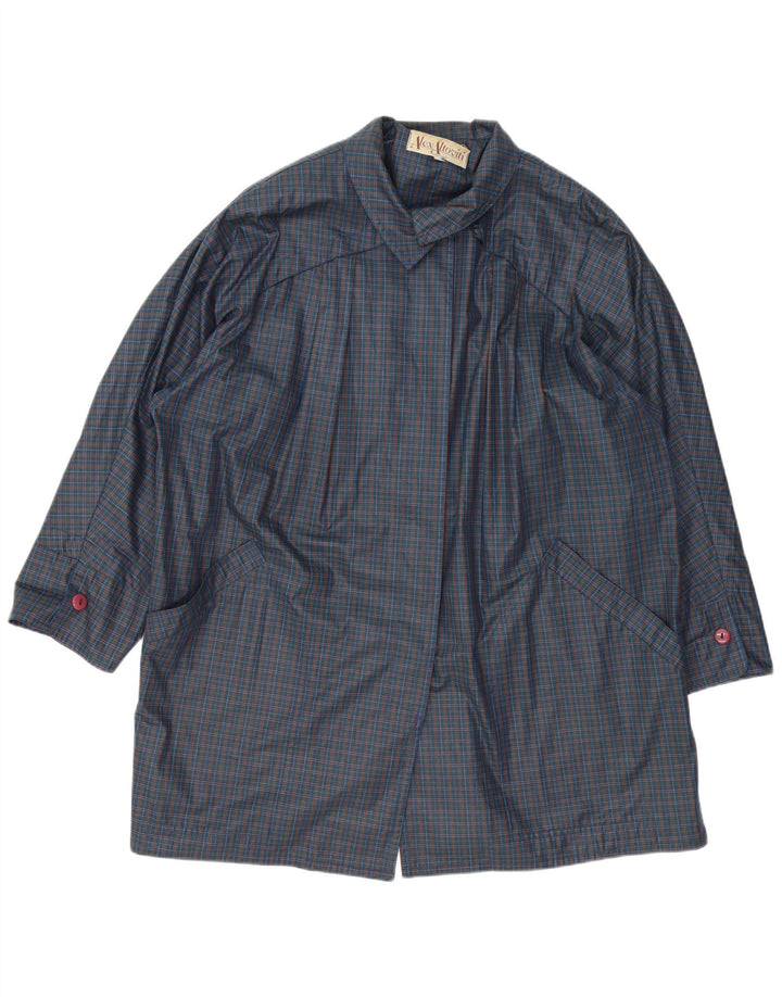Alex Altoviti Manteau imperméable surdimensionné pour femme IT 46 Grand carreaux bleu marine