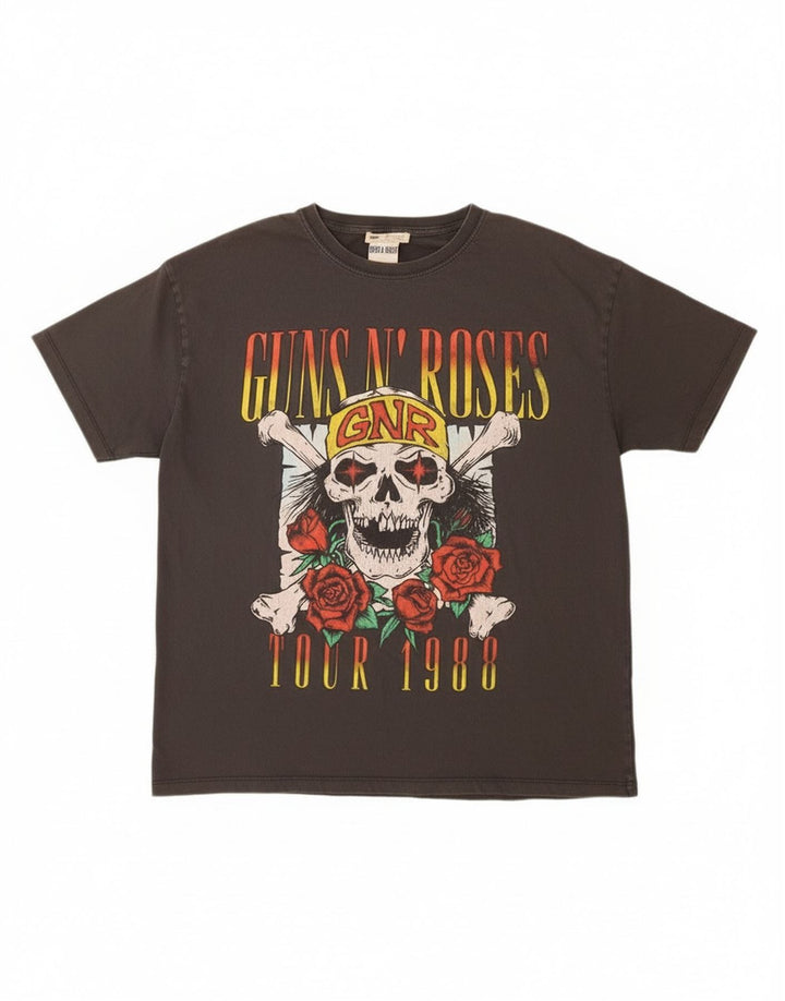 Pull & Bear T-Shirt Graphique Guns & Roses Homme Gris Large Coton
