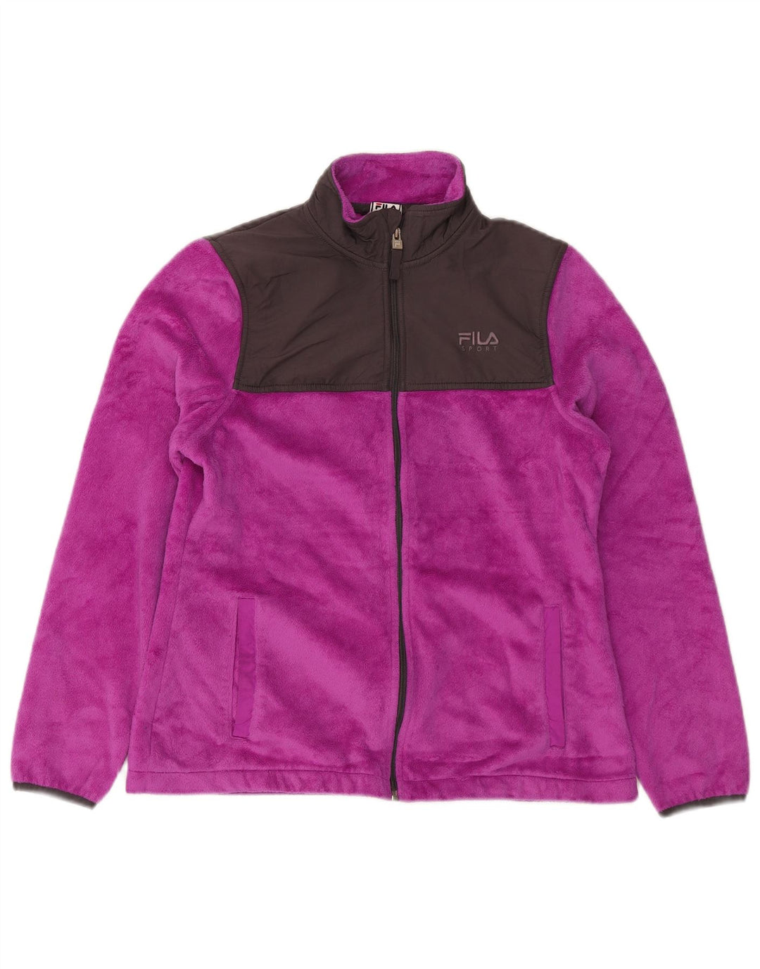 FILA Womens Fleece Jacket UK 10 Small Purple Colourblock Polyester