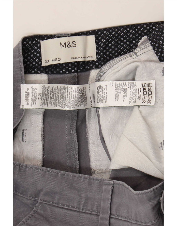 Marks & Spencer Short Chino Homme W30 Gris Moyen Coton