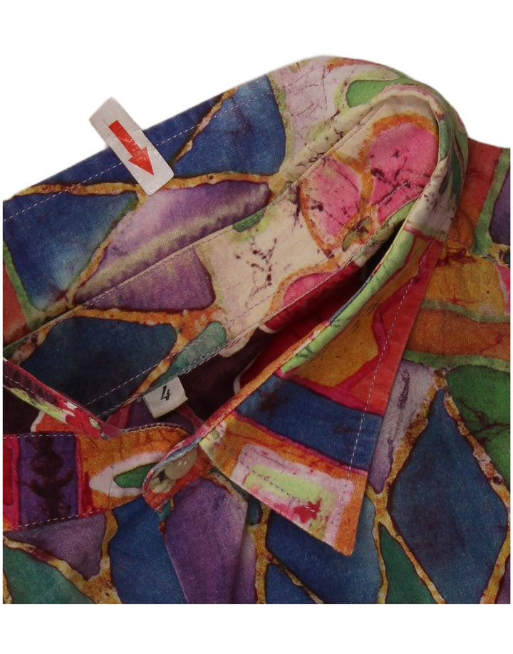 VINTAGE Chemise à manches courtes pour hommes Grand motif géométrique multicolore