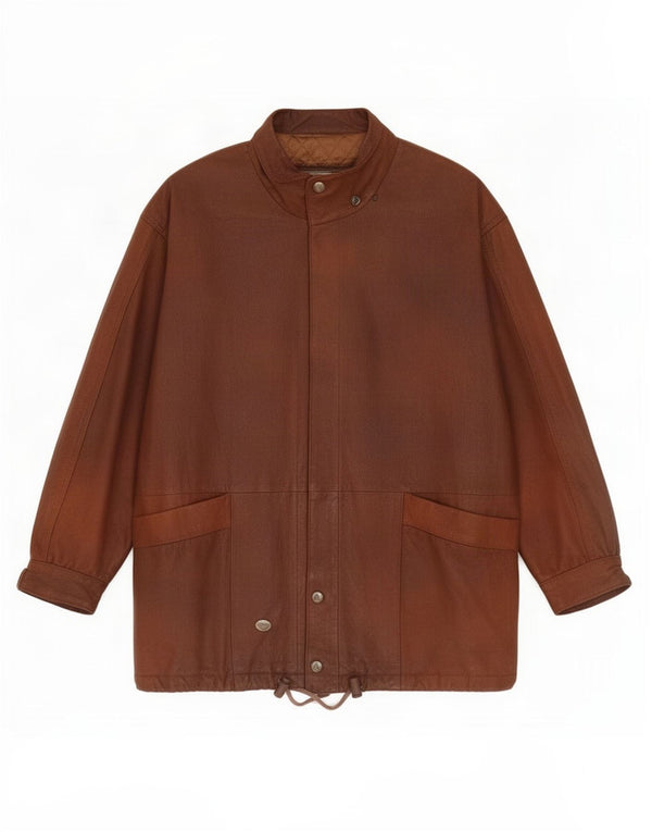 veste en cuir femme vintage UK 16 Grand Brun