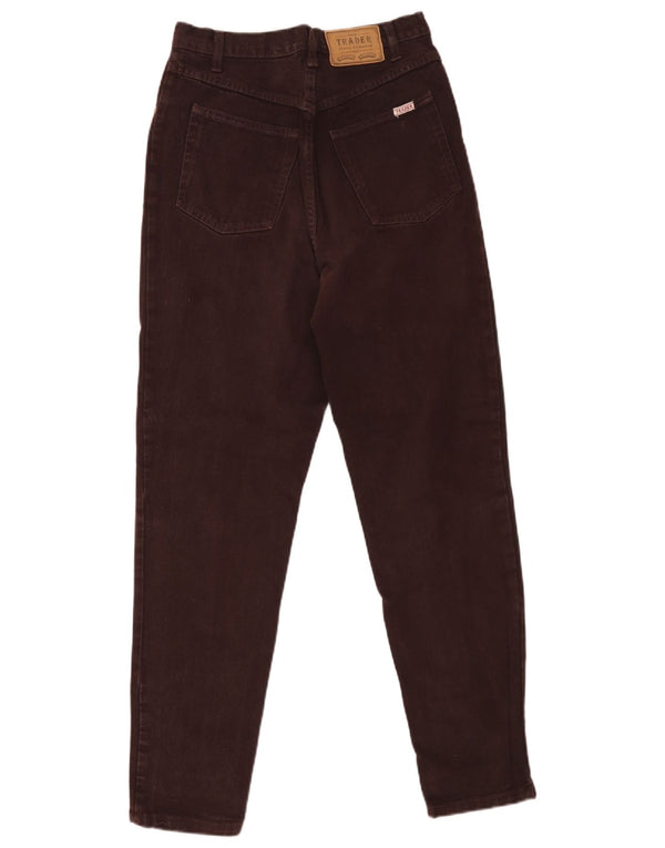 vintage Femme Taille Haute Tapered Jeans UK 14 Moyen W30 L30 Coton Marron