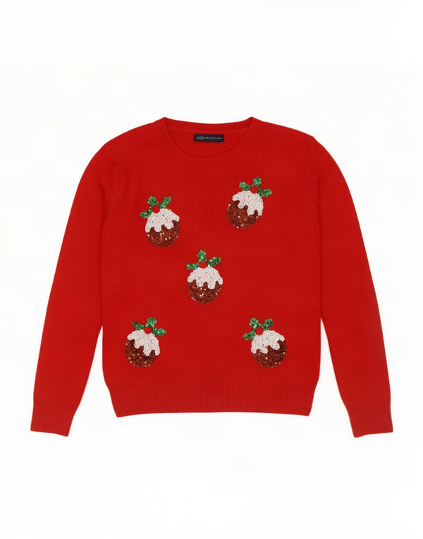 Marks & Spencer Pull ras du cou pour femme UK 10 Petit Noël rouge