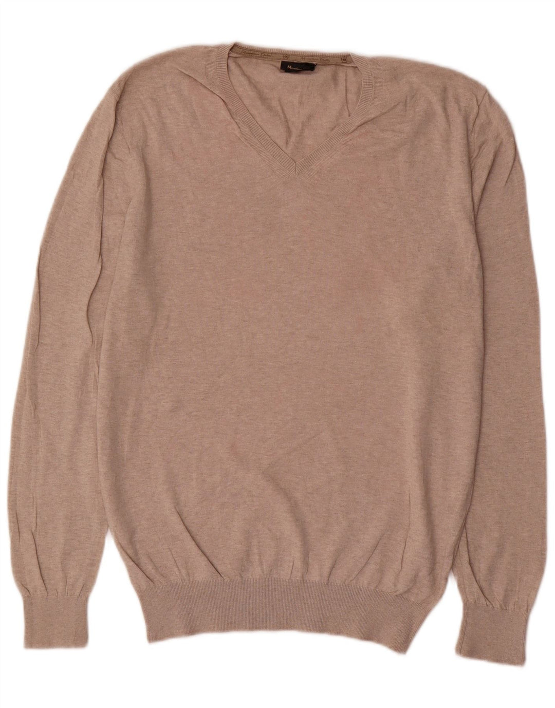 Massimo Dutti Pull col V pour homme en coton beige Large