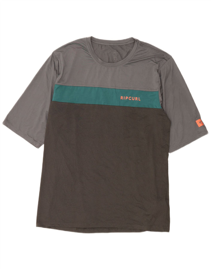 RIP CURL T-Shirt Homme Top 2XL Gris Colorblock Polyester