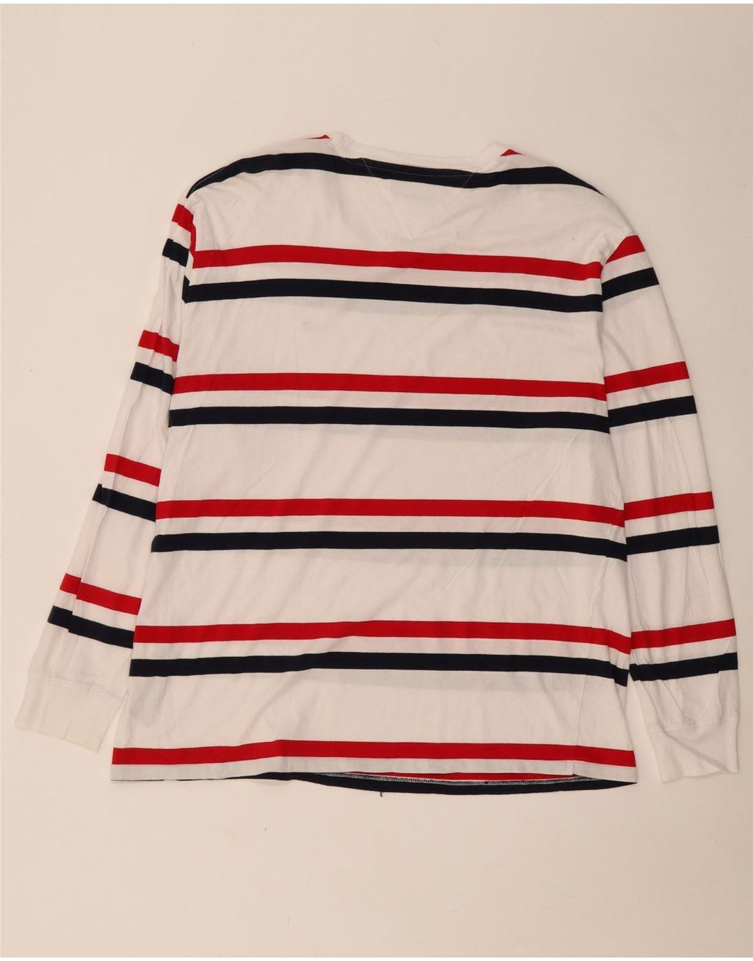 TOMMY HILFIGER Haut Homme Manches Longues XL Blanc Rayé Coton