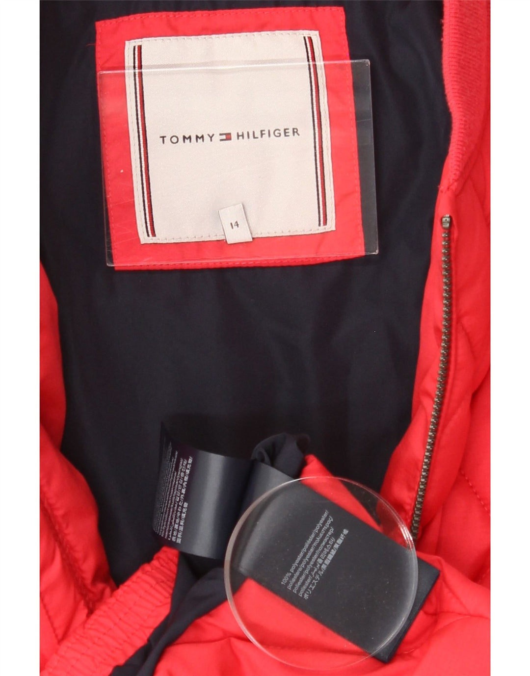 TOMMY HILFIGER Girls Quilted Jacket 13-14 Years Pink Polyester Vintage Tommy Hilfiger and Second-Hand Tommy Hilfiger from Messina Hembry 