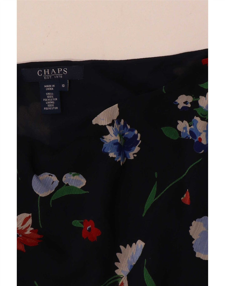 Chaps Jupe trapèze pour femme US 10 Large W30 Bleu marine Floral Polyester