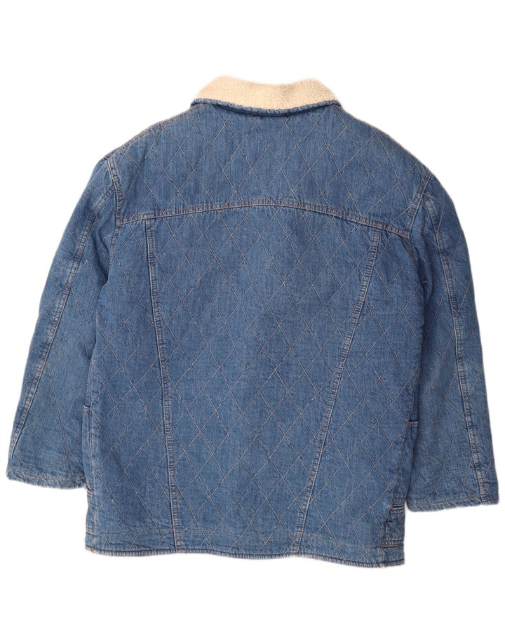 VINTAGE Veste Sherpa Denim Homme UK 40 Grand Bleu Coton Classique