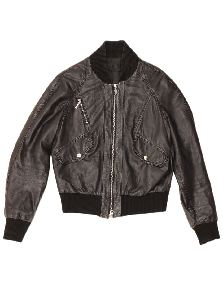 Sasch Veste en cuir courte pour femme UK 14 Noir moyen