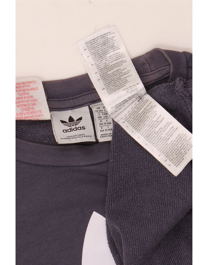 ADIDAS Sweatshirt Graphique Garçon 13-14 ans Bleu Marine Coton