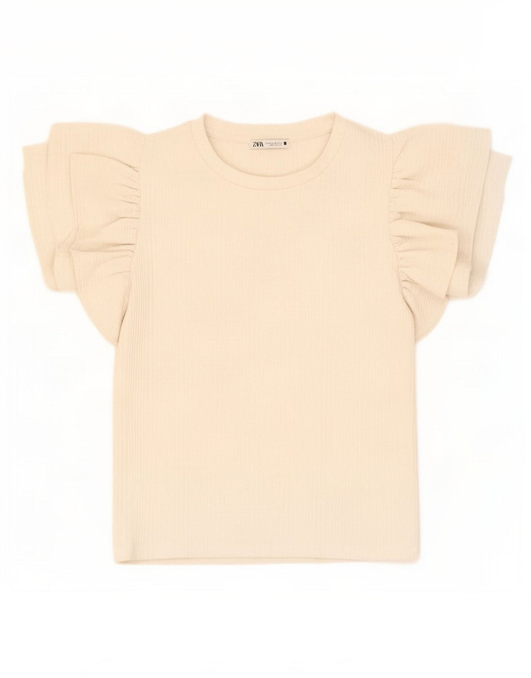 Zara Womens Crop Blouse Top UK 12 Moyen Blanc Cassé Polyester