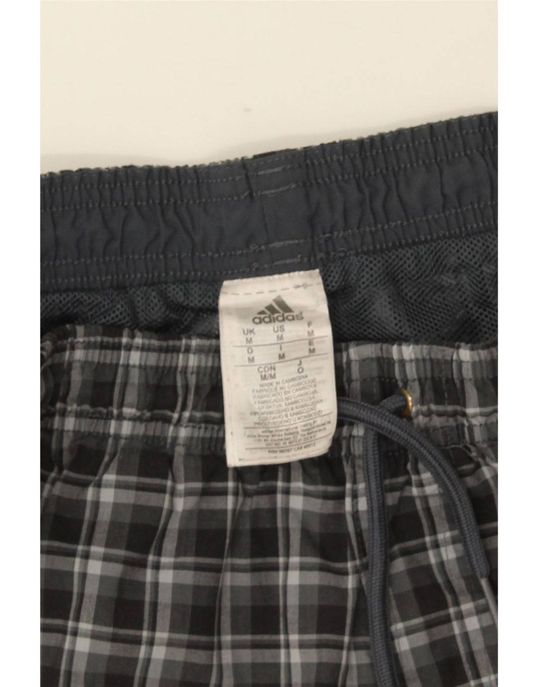 Adidas Short de bain homme gris moyen à carreaux en polyester