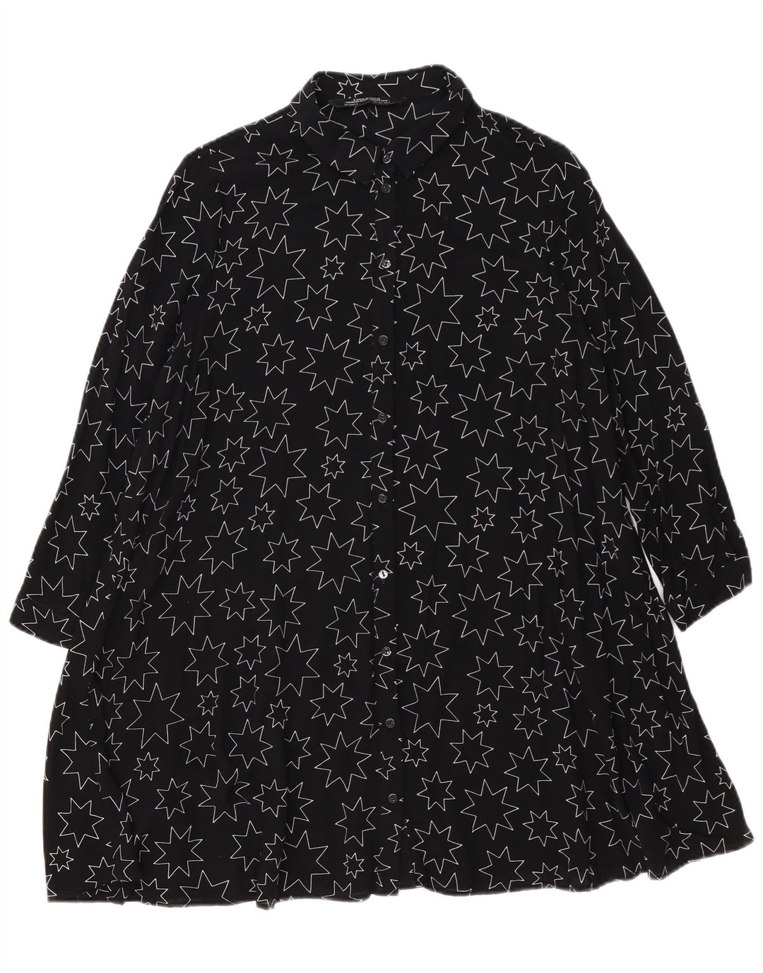 ZARA Robe chemise surdimensionnée à motif abstrait pour femme UK 10 Small Noir