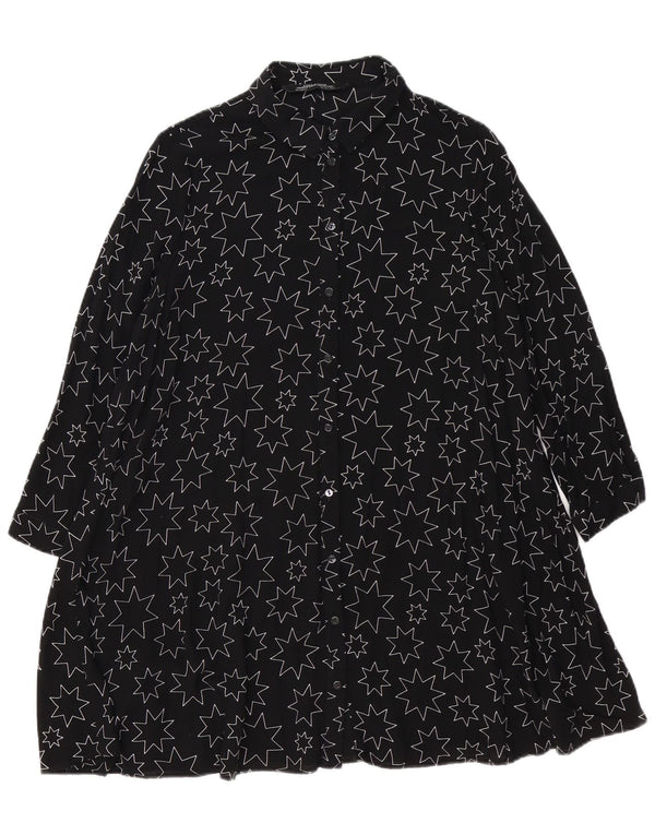 ZARA Robe chemise surdimensionnée à motif abstrait pour femme UK 10 Small Noir