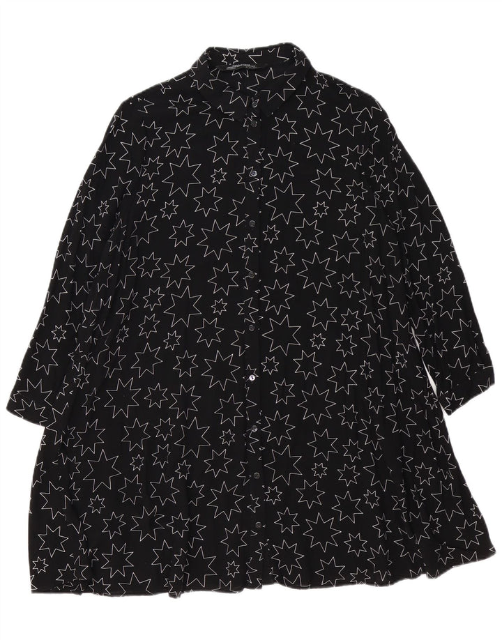 ZARA Robe chemise surdimensionnée à motif abstrait pour femme UK 10 Small Noir