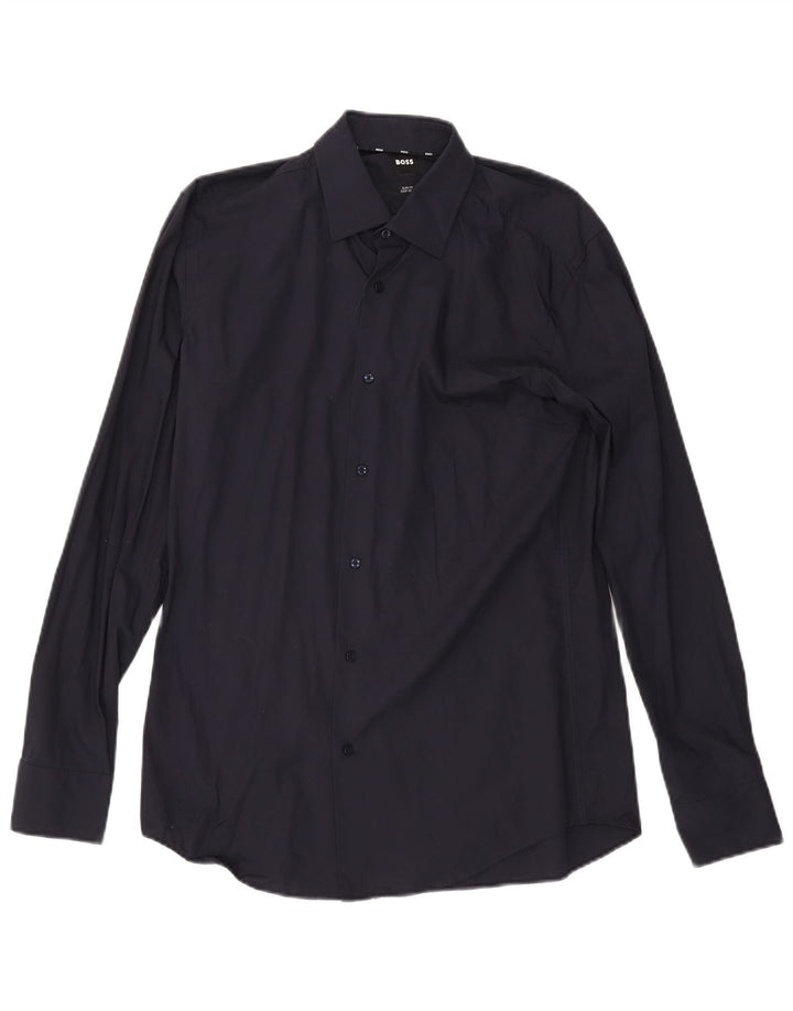 Hugo Boss Chemise slim fit pour homme Taille 39 15 1/2 Bleu marine moyen