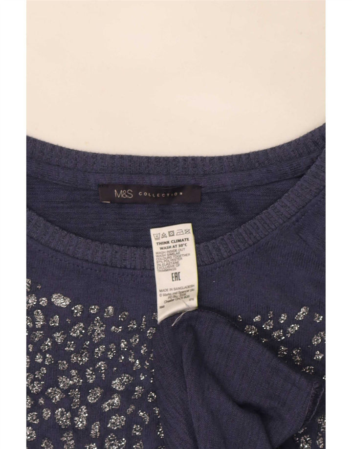 Marks & Spencer Tunique à manches longues pour femme UK 16 Large Bleu Polyester