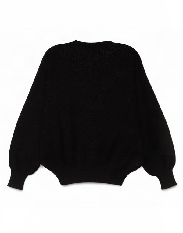 vintage Womens Boat Neck Jumper Sweater UK 16 Grand Mohair moucheté noir