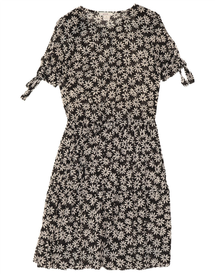 DONNA MIZAR Robe Maxi Femme IT 44 Coton Floral Noir Moyen