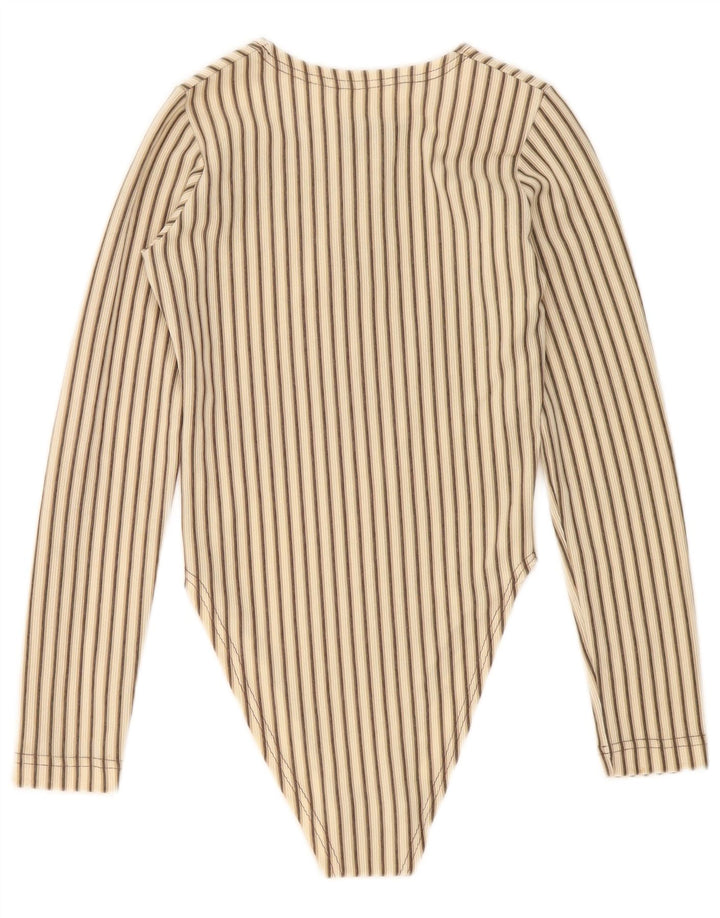 vintage Womens Body UK 8 Petit Beige Rayé