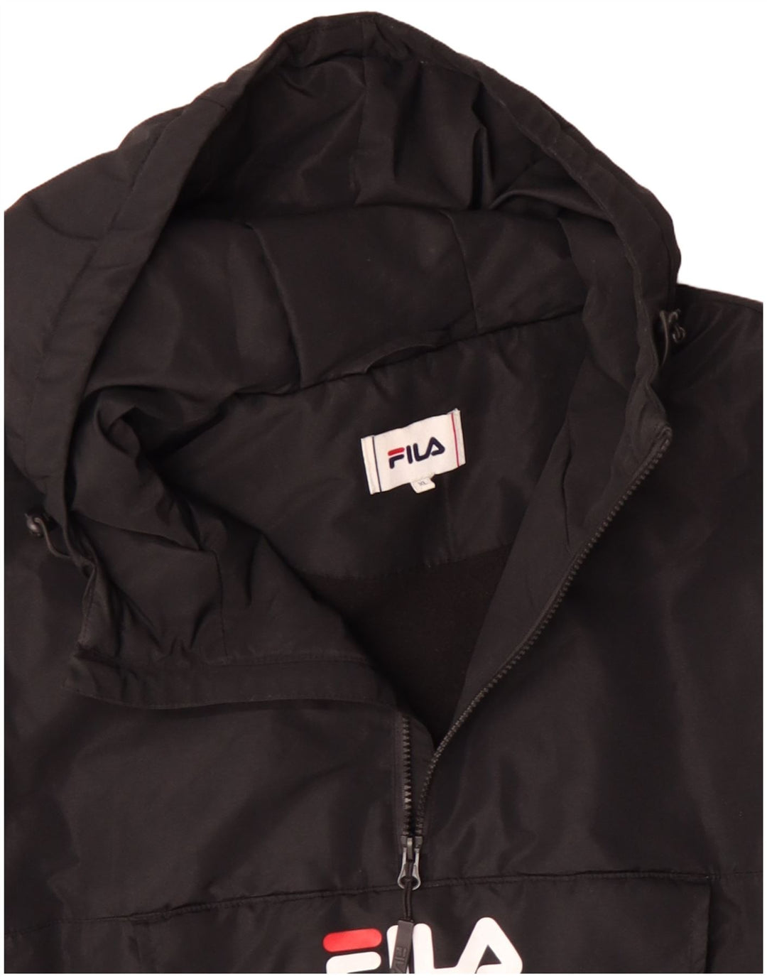 FILA Veste Anorak à capuche graphique pour homme UK 42 XL Noir Polyester
