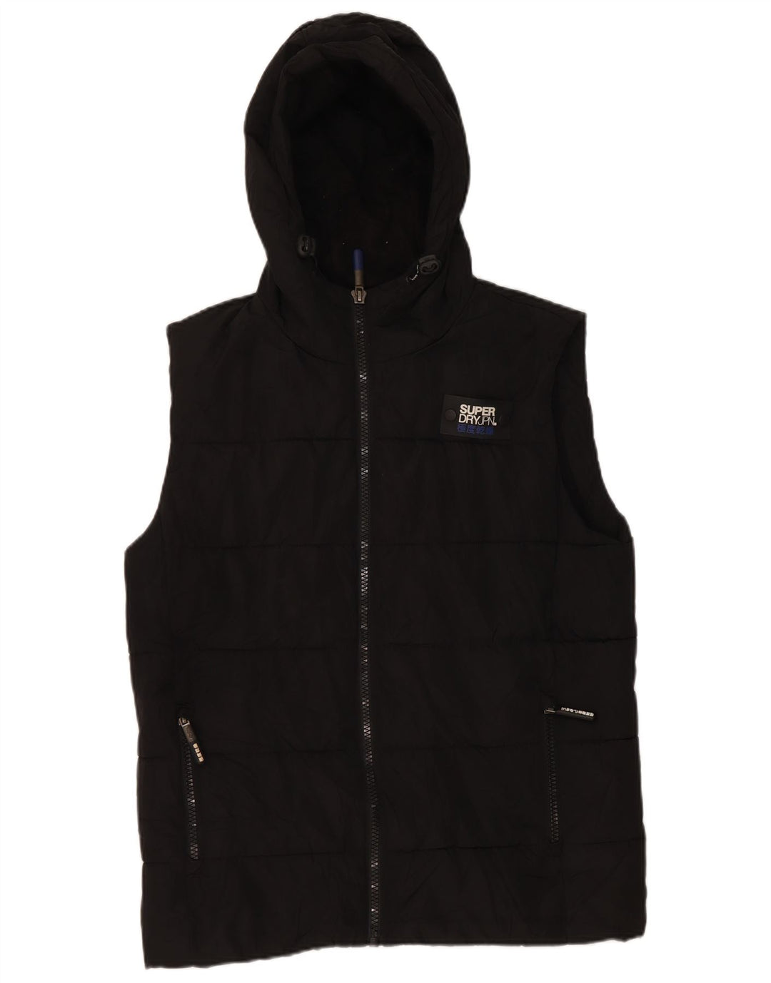 Superdry Gilet rembourré à capuche pour homme UK 38 Medium Noir Polyester