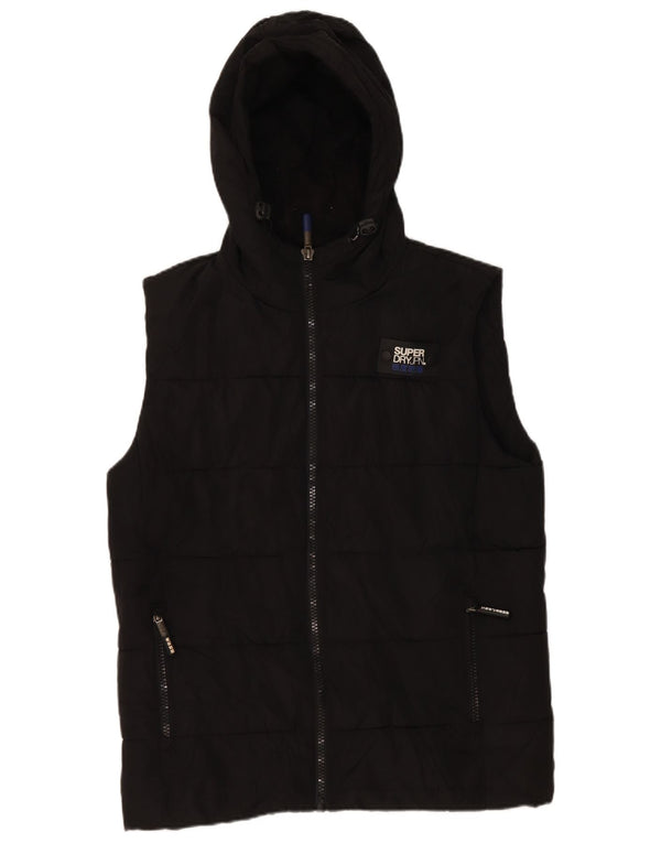 Superdry Gilet rembourré à capuche pour homme UK 38 Medium Noir Polyester