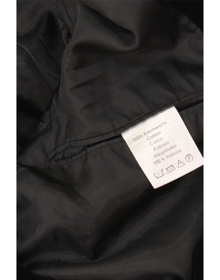 vintage Homme 2 Bouton Velours Blazer Veste UK 36 Petit Noir