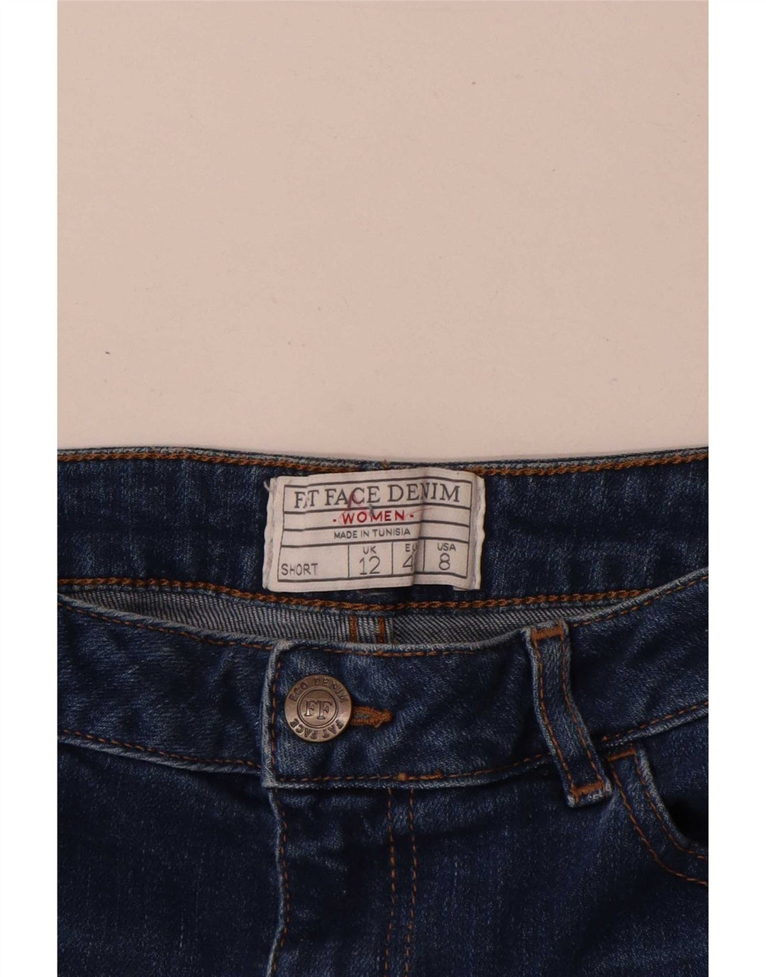 Fat Face Short en jean pour femme UK 12 Medium W30 Bleu Coton