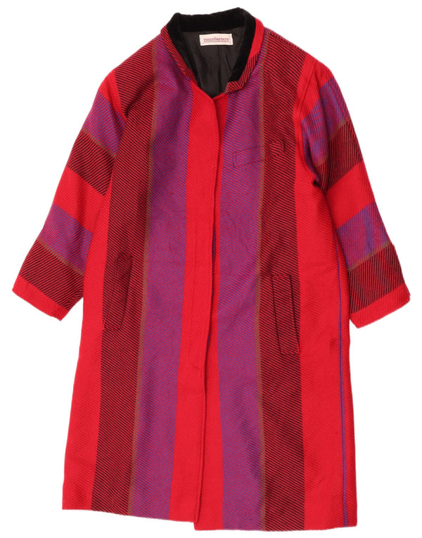 Roccobarocco Manteau surdimensionné pour femme UK 10 Petite laine rayée rouge