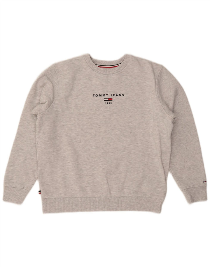 TOMMY HILFIGER Sweat-shirt graphique pour femme UK 14 Gris moyen moucheté
