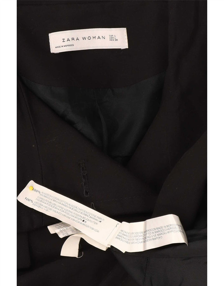 Zara Femme Caban UK 14 Grand Coton Noir