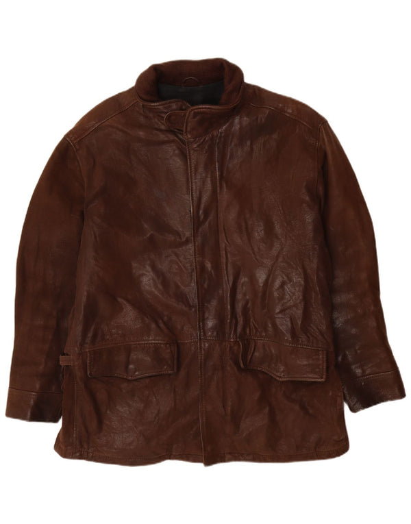 Hugo Boss Veste en cuir pour homme UK 40 Grand cuir marron