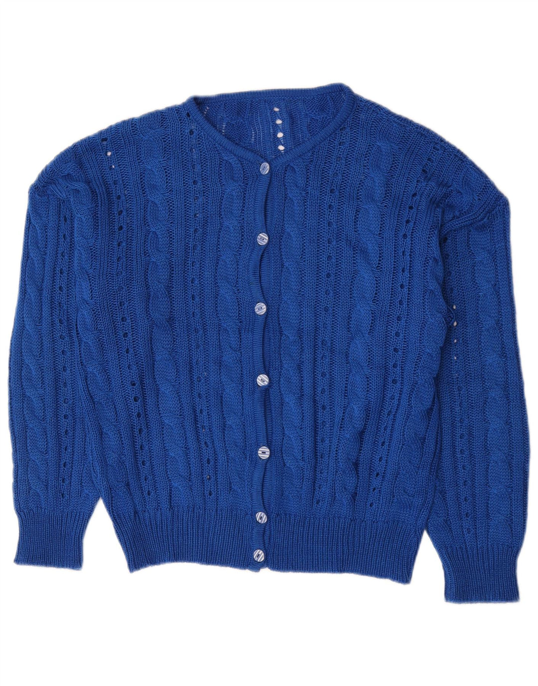 vintage Femme Cardigan Pull UK 16 Grand Bleu