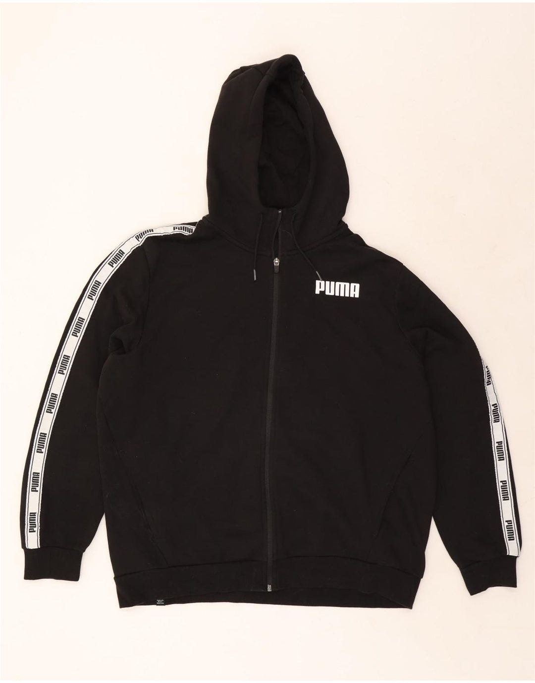 PUMA Pull à capuche zippé graphique pour homme XL en coton color block noir