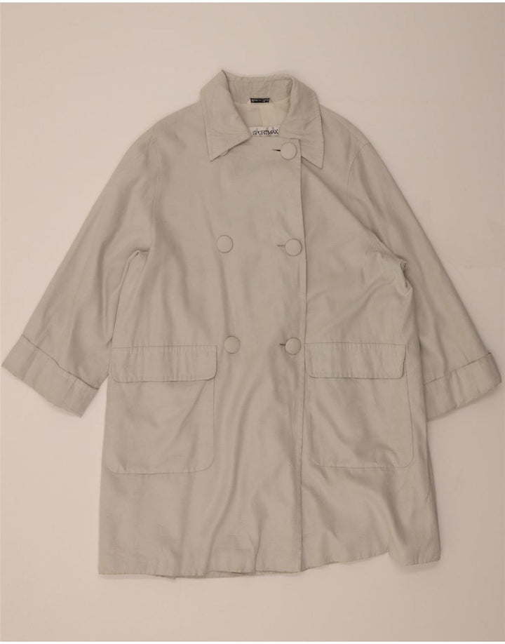SPORTMAX Womens Oversized Double Breasted Coat UK 14 Large Grey Polyester Vintage Sportmax and Second-Hand Sportmax from Messina Hembry 