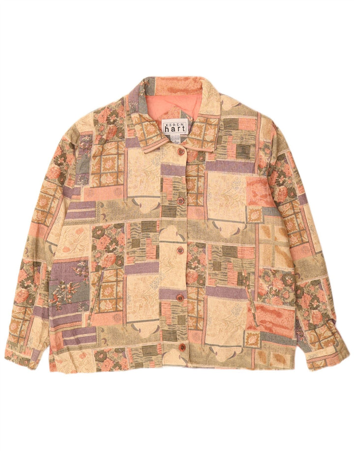 vintage Womens Bomber Jacket UK 18 XL Multicolore Patchwork Soie