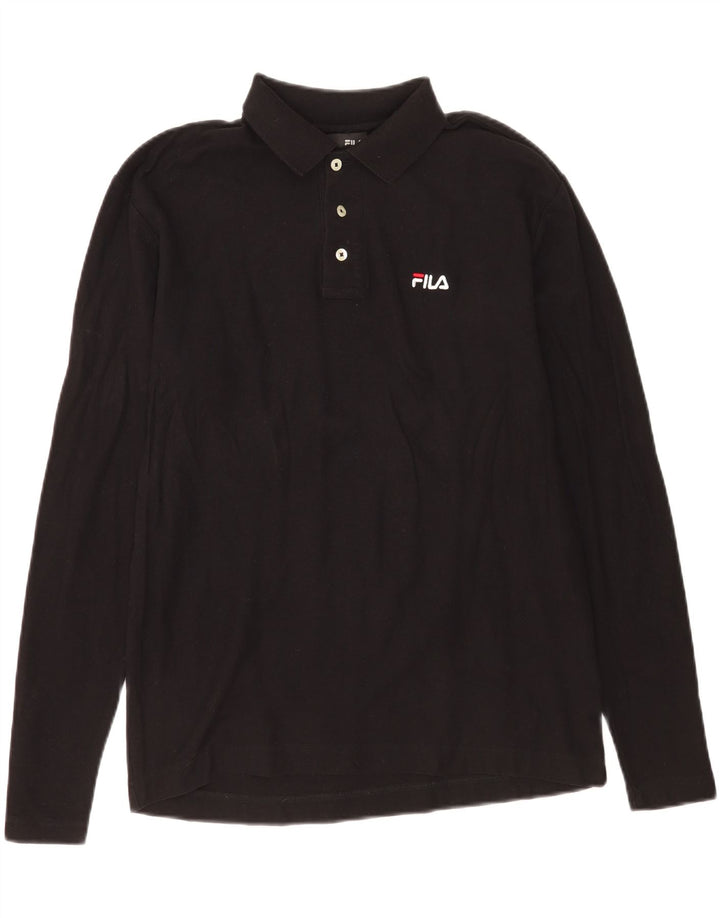 Fila Polo à Manches Longues Homme Noir Moyen Coton