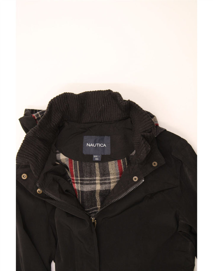 NAUTICA Womens Hooded Windbreaker Coat UK 16 Medium Black Polyester Vintage Nautica and Second-Hand Nautica from Messina Hembry 