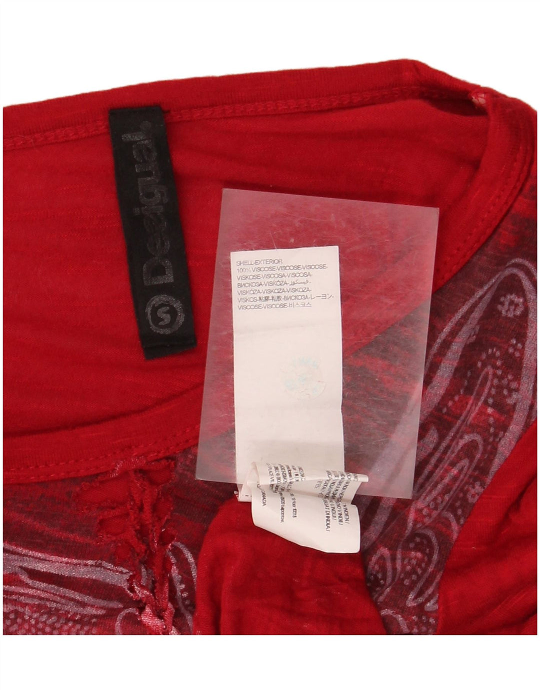 DESIGUAL Chemisier asymétrique à manches longues pour femme UK 8 Petit papillon rouge