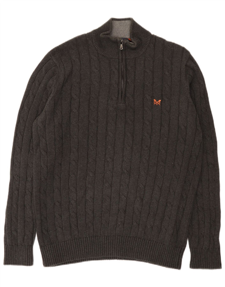 J. Crew Pull à col zippé pour homme Grand coton gris