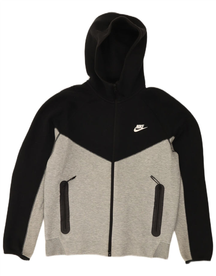 Nike Sweat à capuche zippé en coton color block gris moyen pour homme