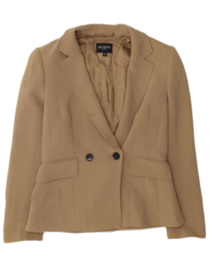 Hobbs Veste blazer double boutonnage pour femme UK 10 Petit triacétate beige